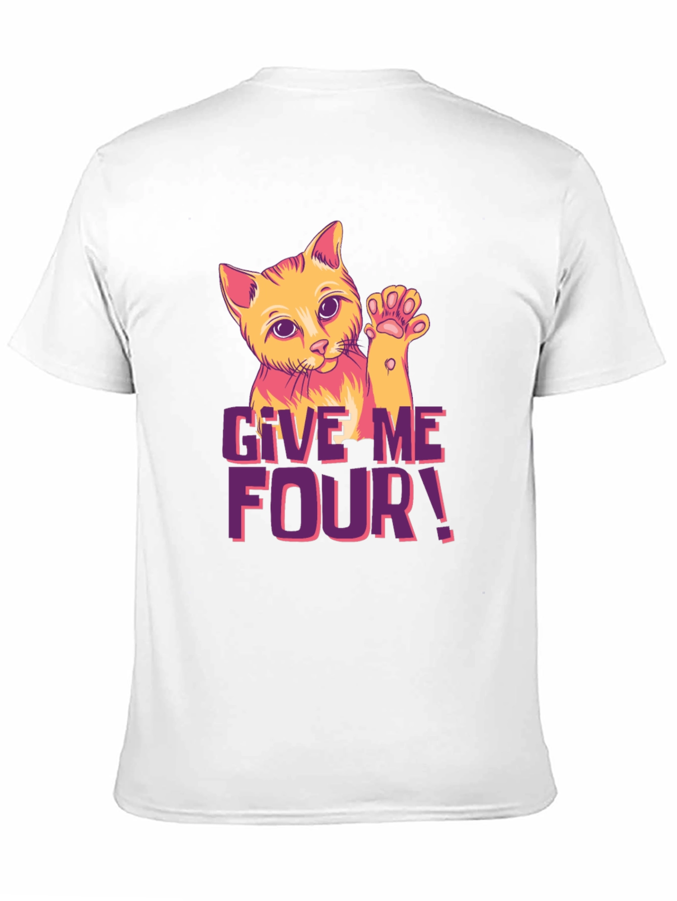 Give Me Four! Cat Graphic Black T-Shirt