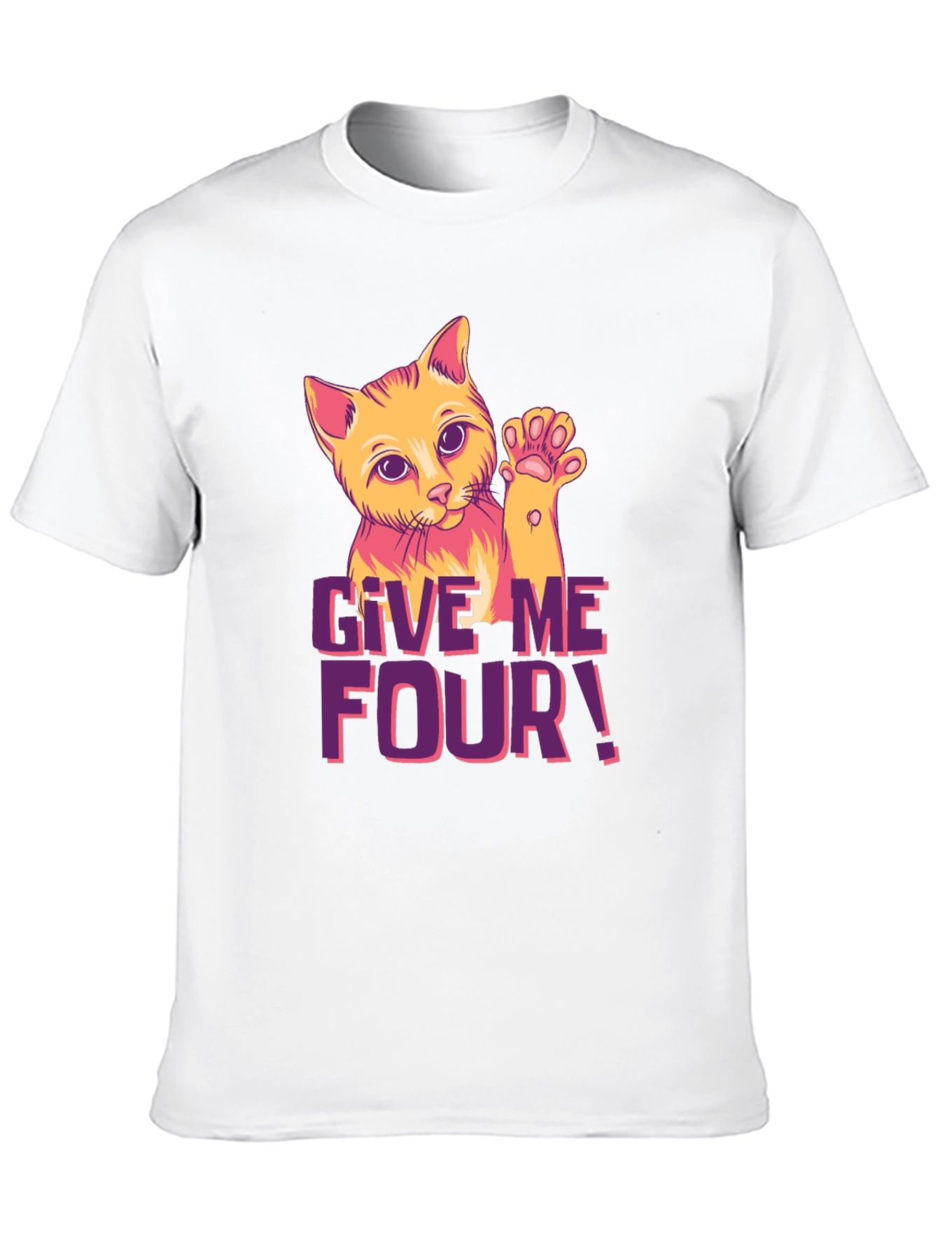 Give Me Four! Cat Graphic Black T-Shirt