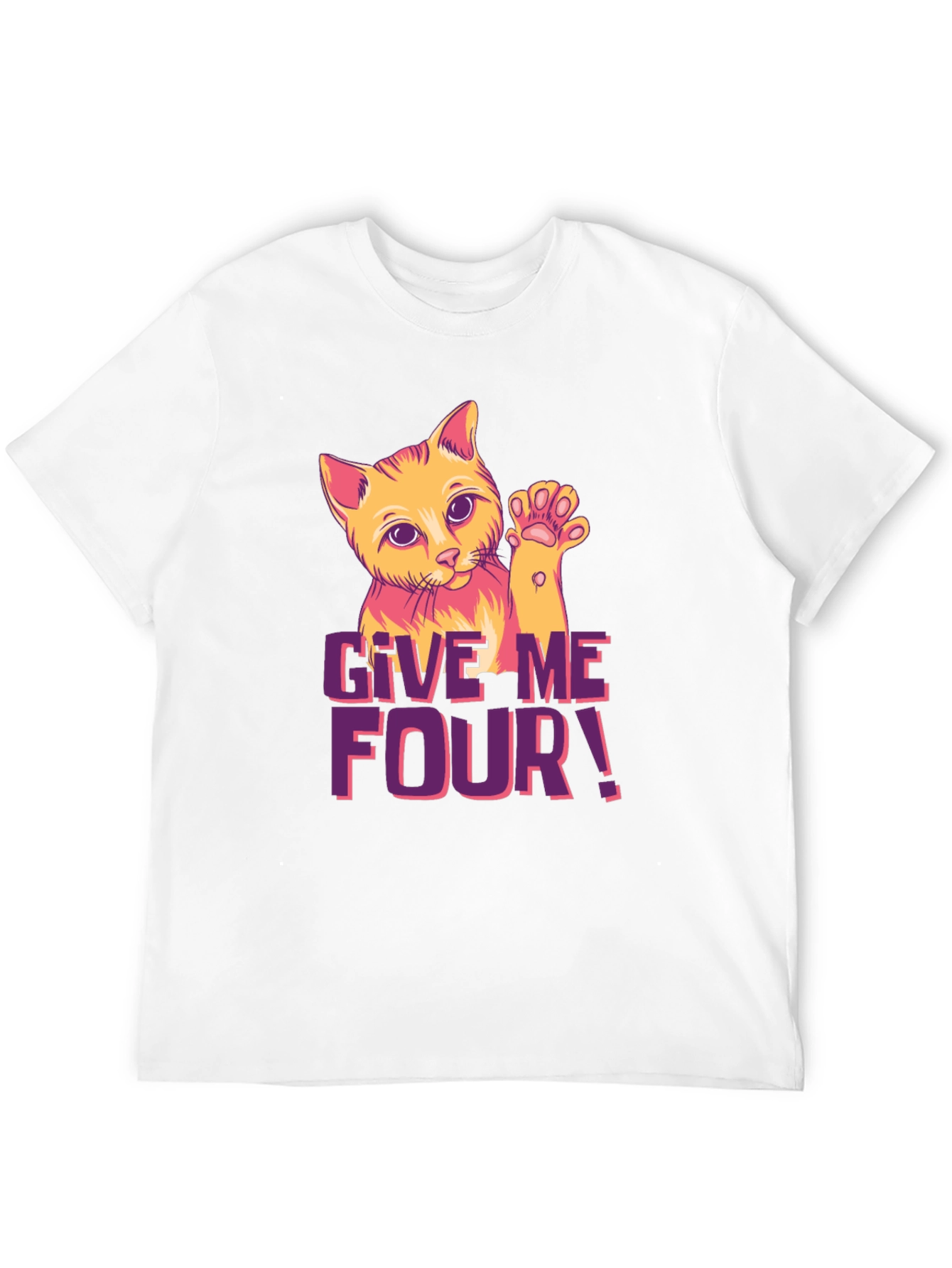 Give Me Four! Cat Graphic Black T-Shirt
