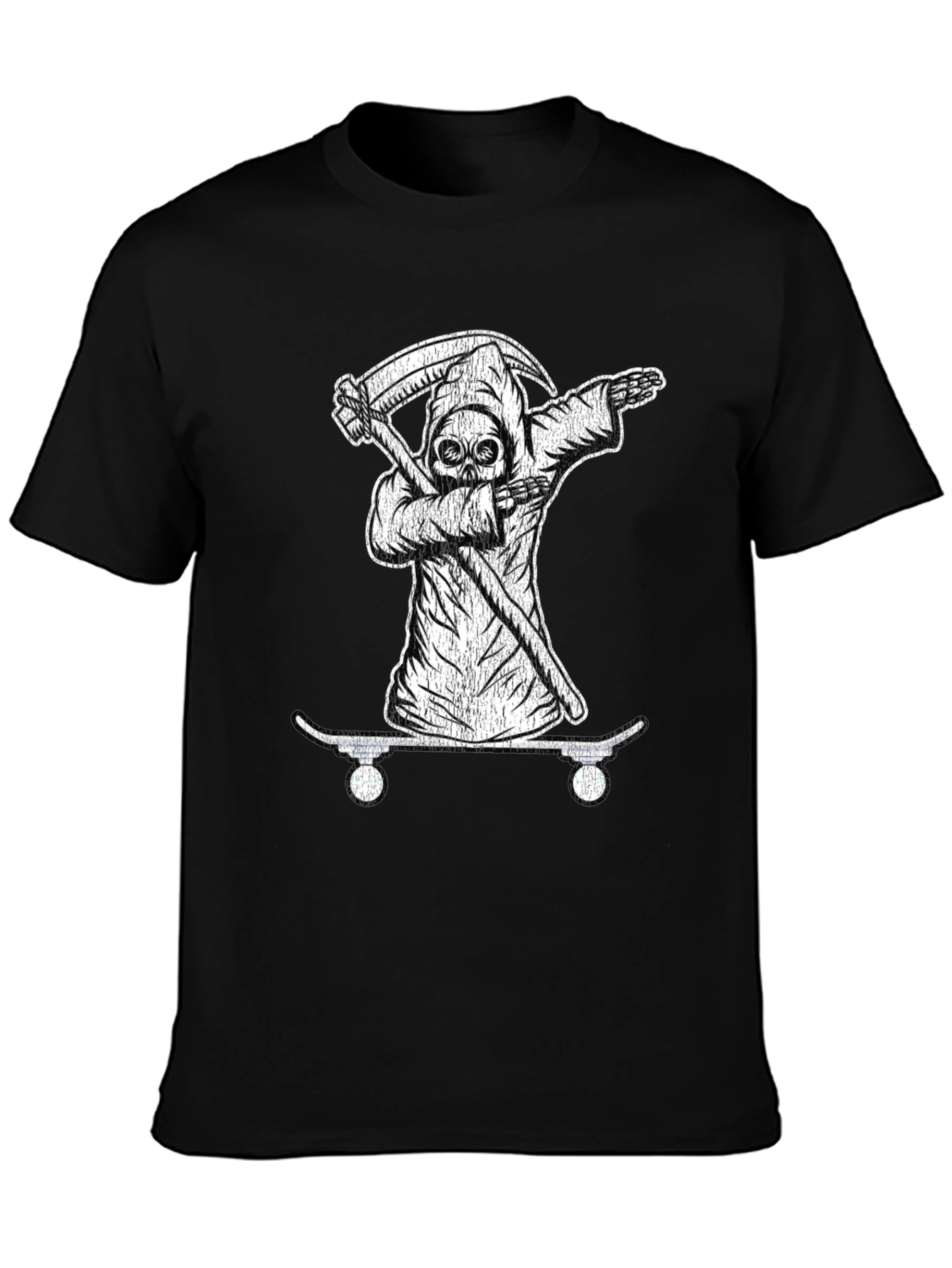 Grim Reaper Skateboarder Black T-Shirt