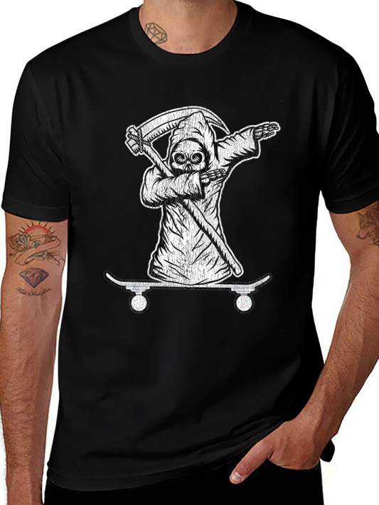 Grim Reaper Skateboarder Black T-Shirt