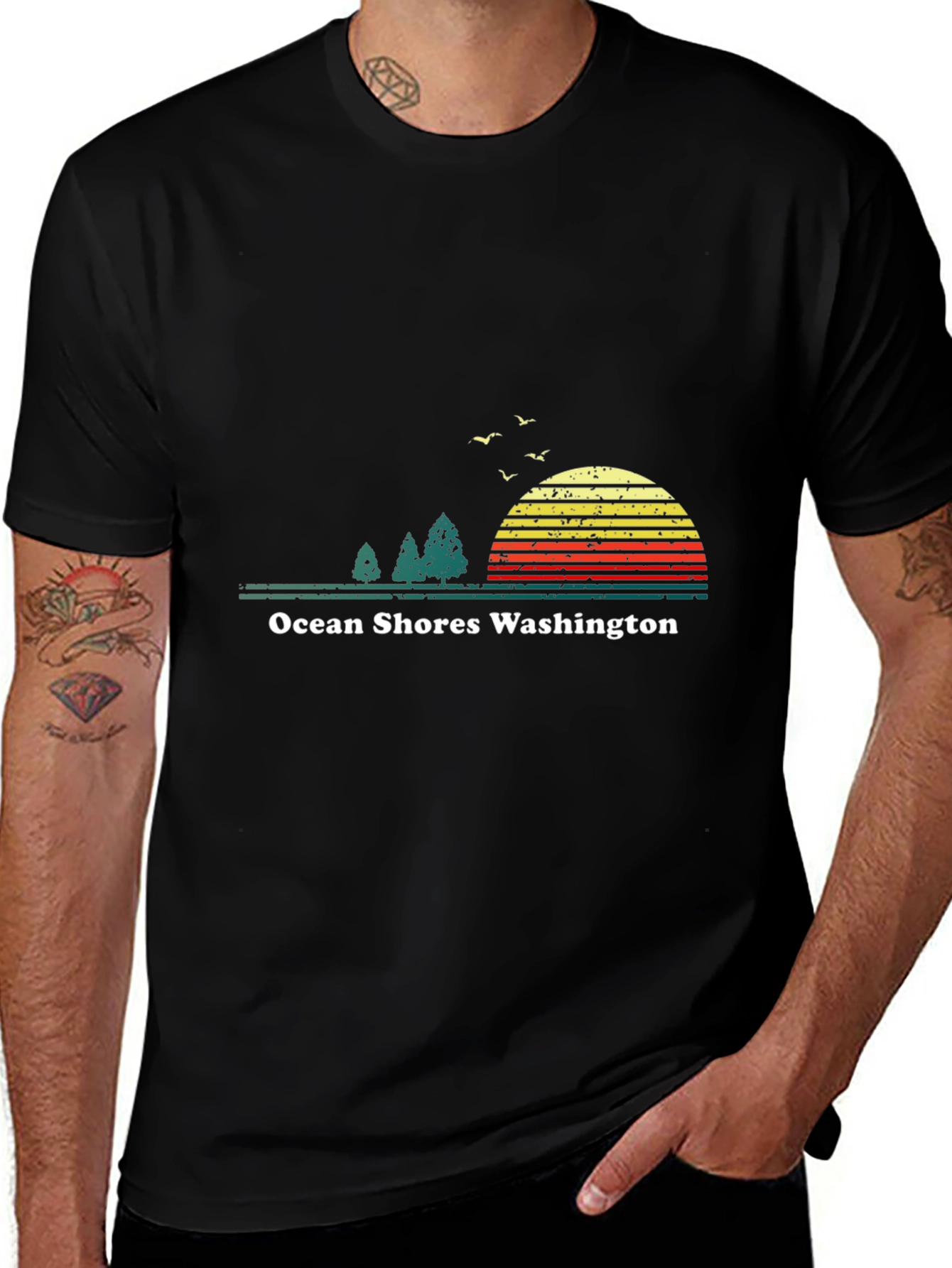 Ocean Shores Washington Retro Graphic T-Shirt