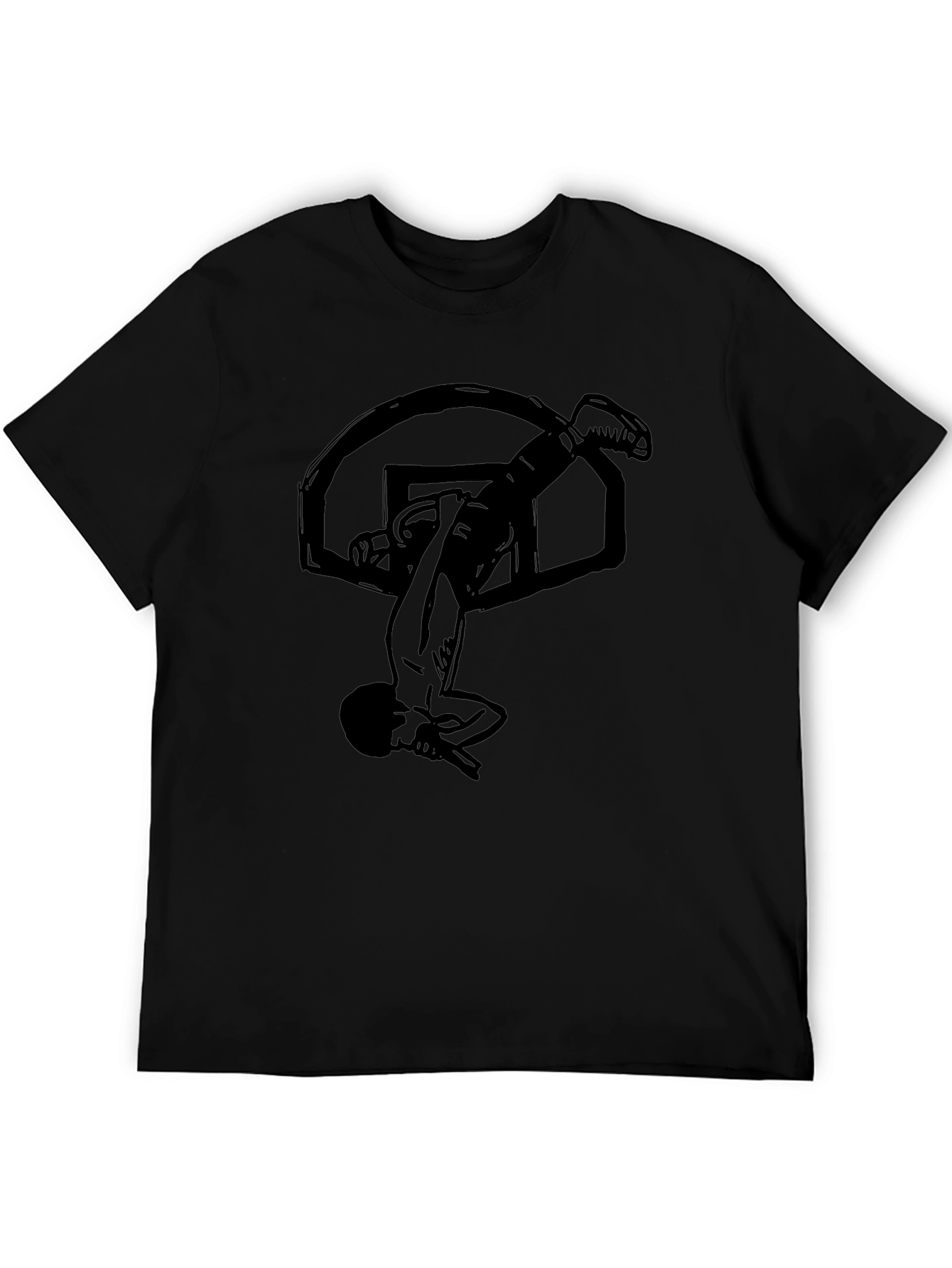Basketball Dunk Graphic Tee - Black Cotton T-Shirt