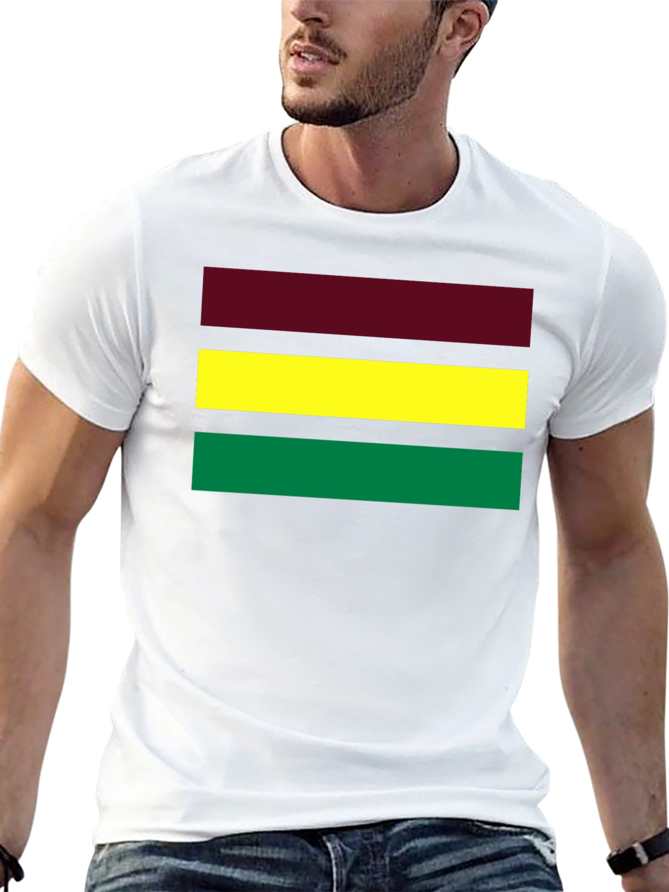 Striped Tee - Maroon Yellow Green