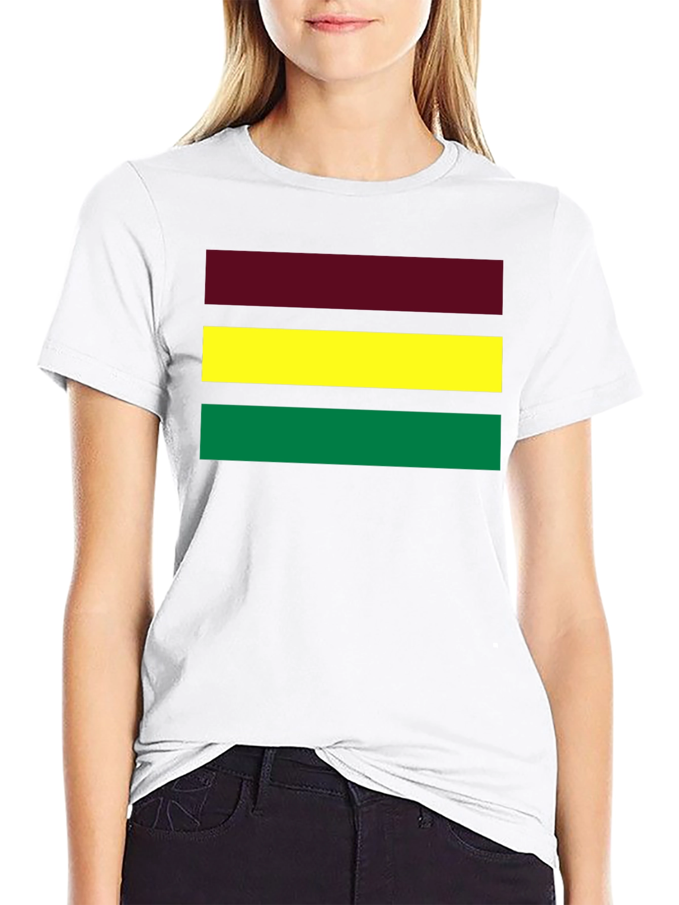 Striped Tee - Maroon Yellow Green