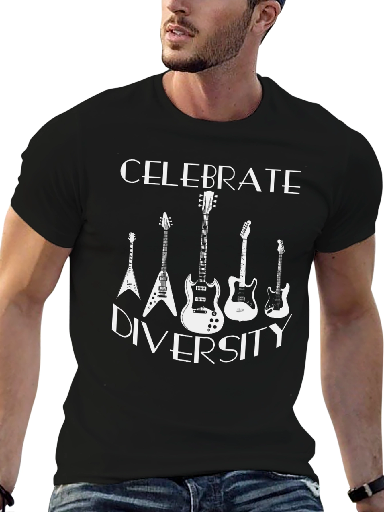 Celebrate Diversity Guitar T-Shirt
