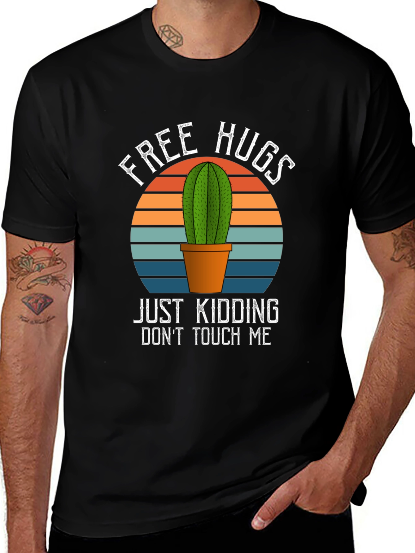 Free Hugs Cactus Graphic T-Shirt