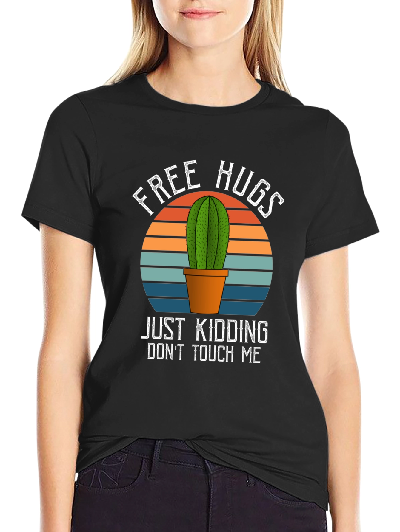 Free Hugs Cactus Graphic T-Shirt