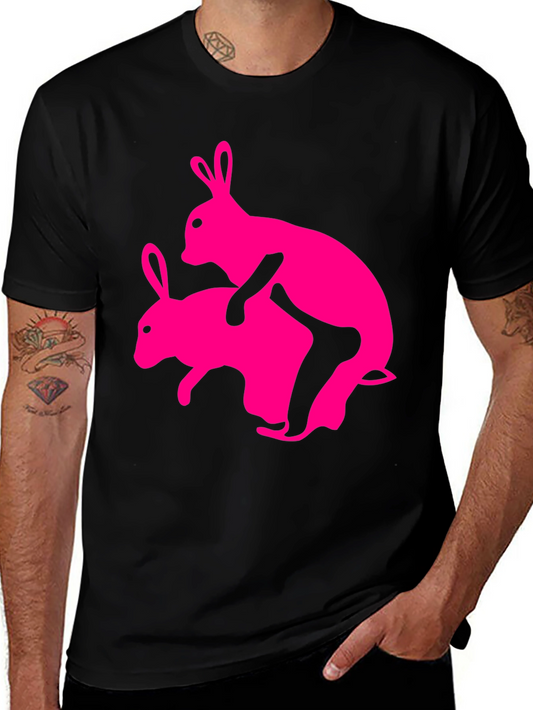 Humorous Pink Rabbit Graphic Tee