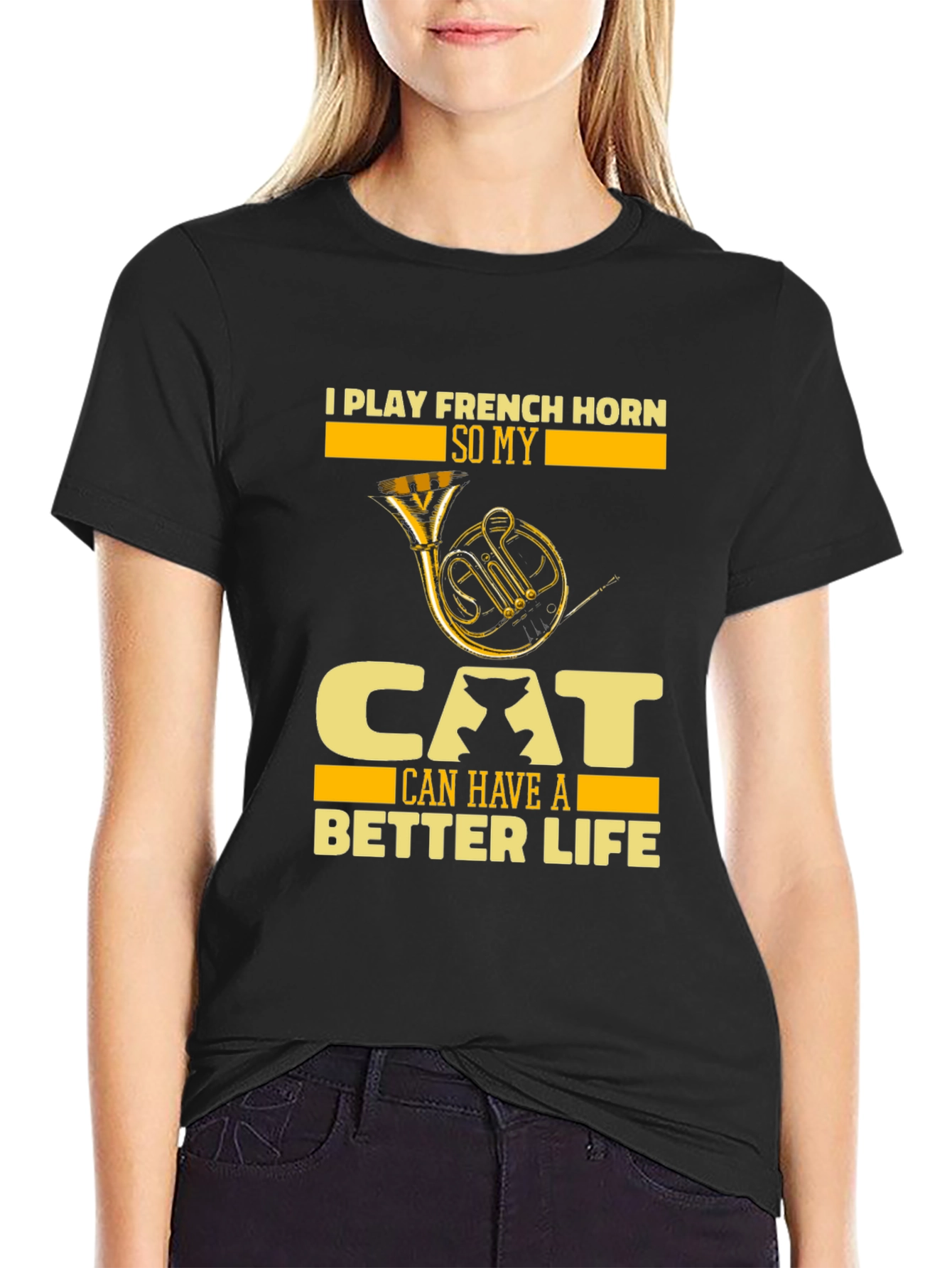 French Horn Cat Lover T-Shirt