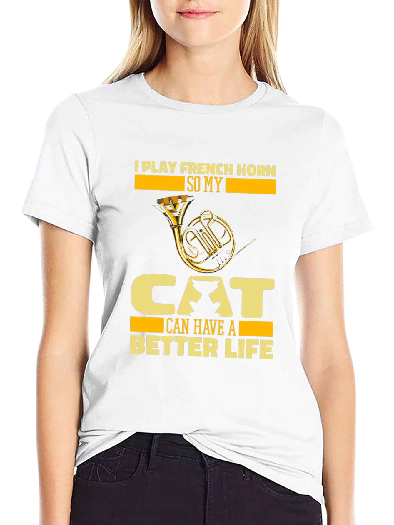 French Horn Cat Lover T-Shirt