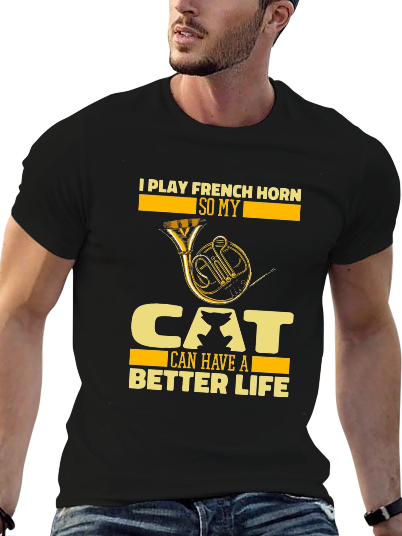 French Horn Cat Lover T-Shirt