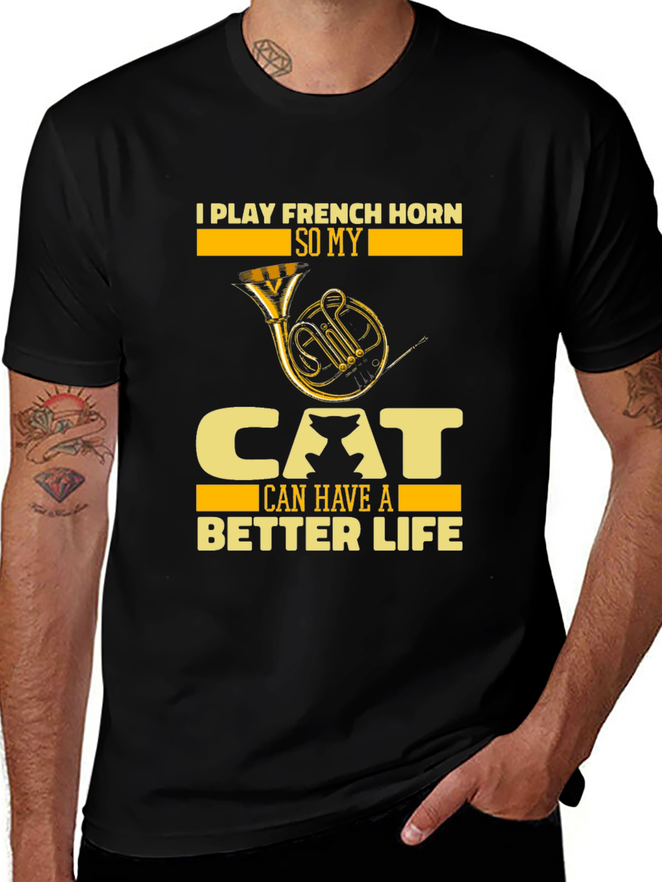 French Horn Cat Lover T-Shirt