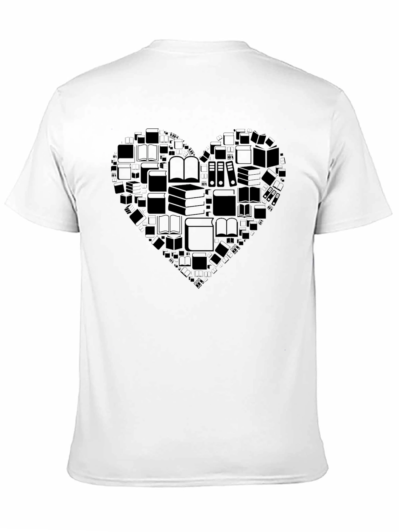 Book Lover Heart Graphic Tee - Black