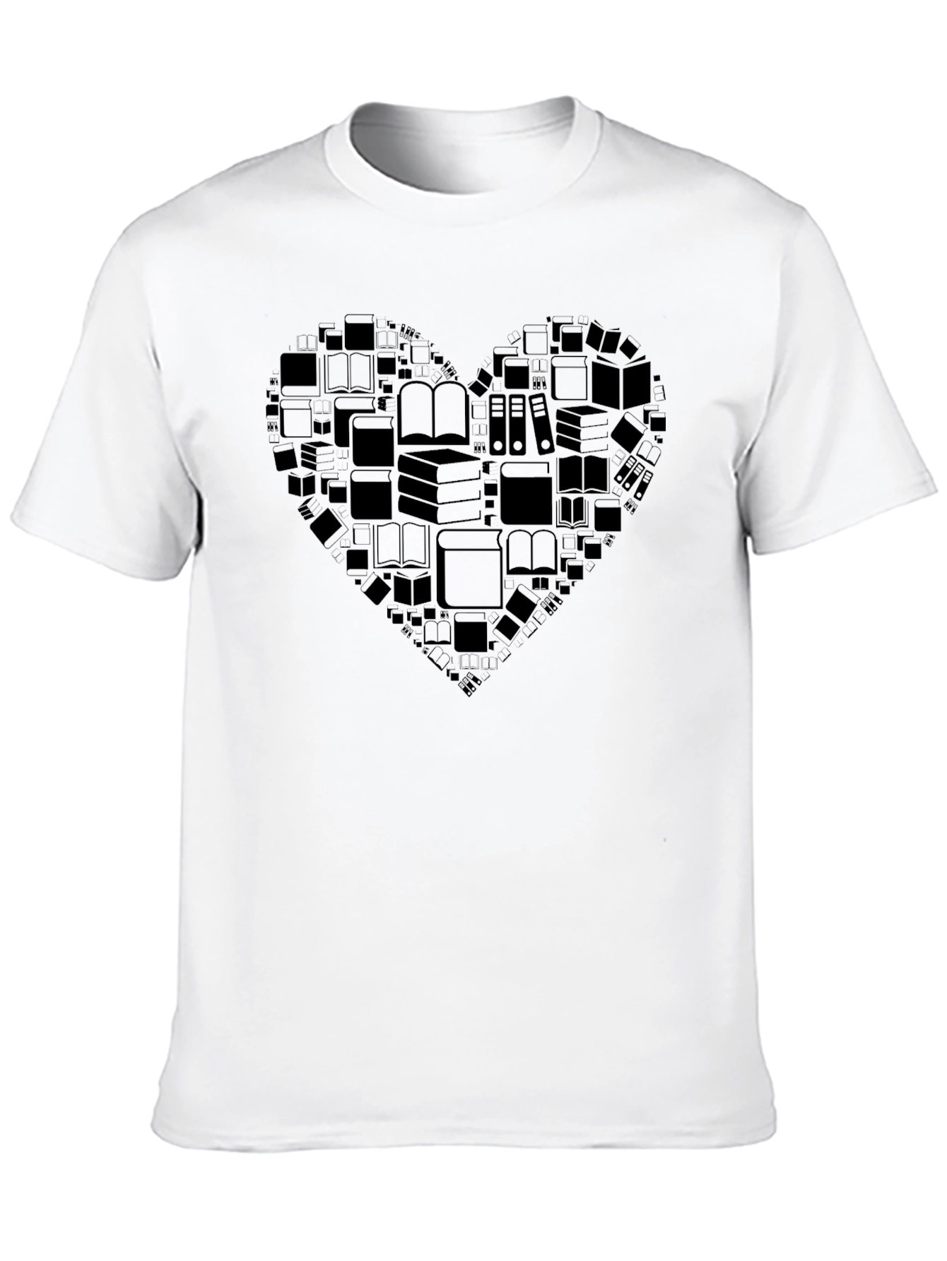 Book Lover Heart Graphic Tee - Black