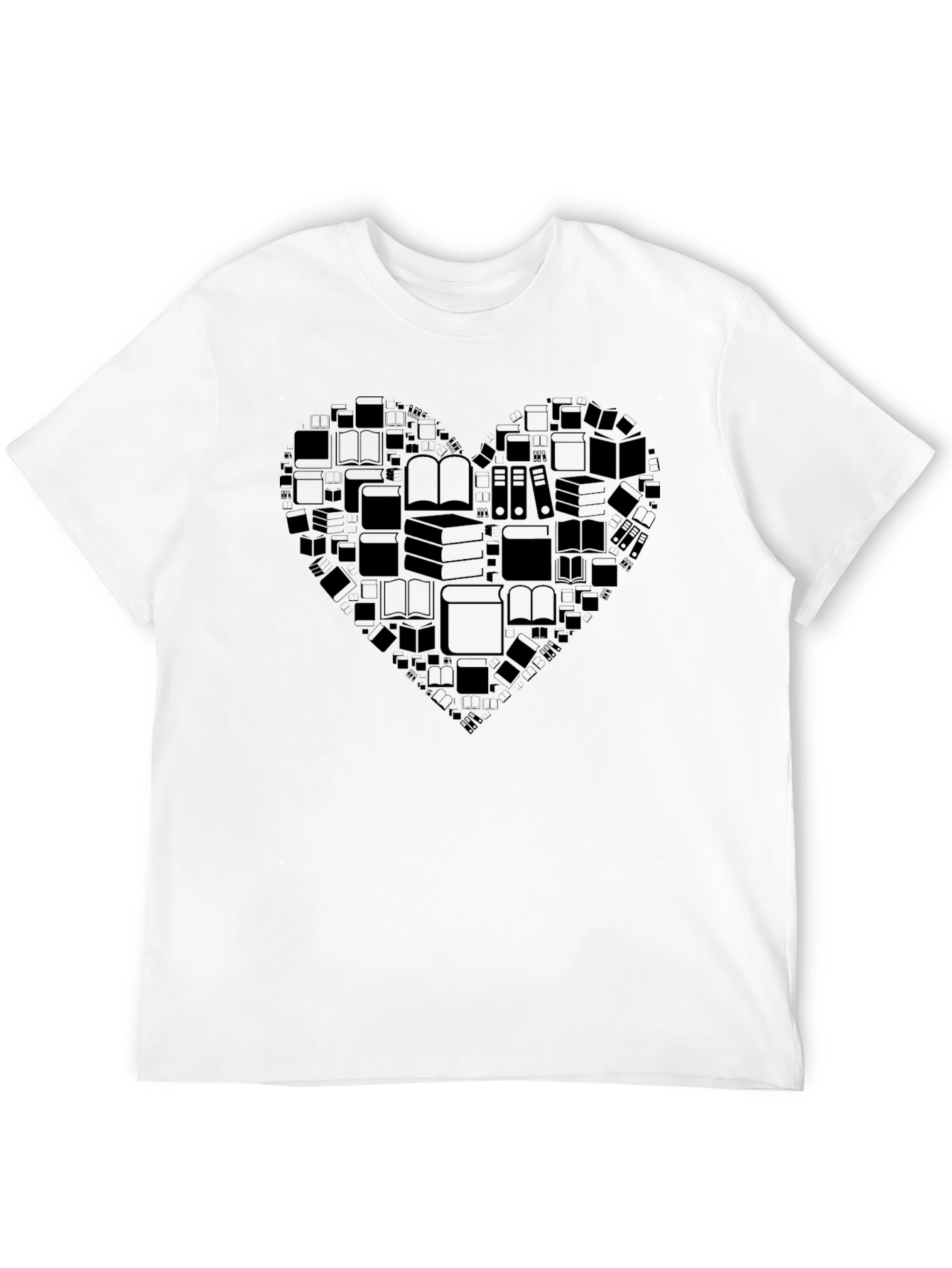 Book Lover Heart Graphic Tee - Black
