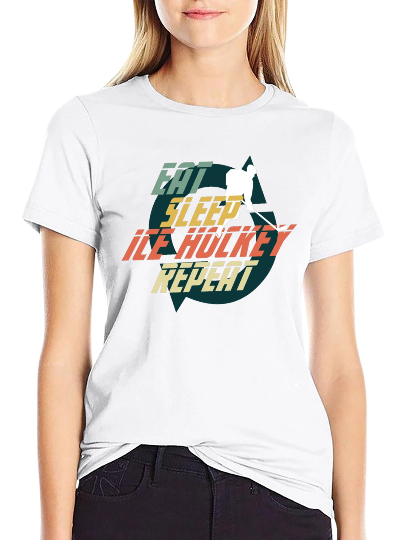 Eat Sleep Ice Hockey Repeat Graphic T-Shirt