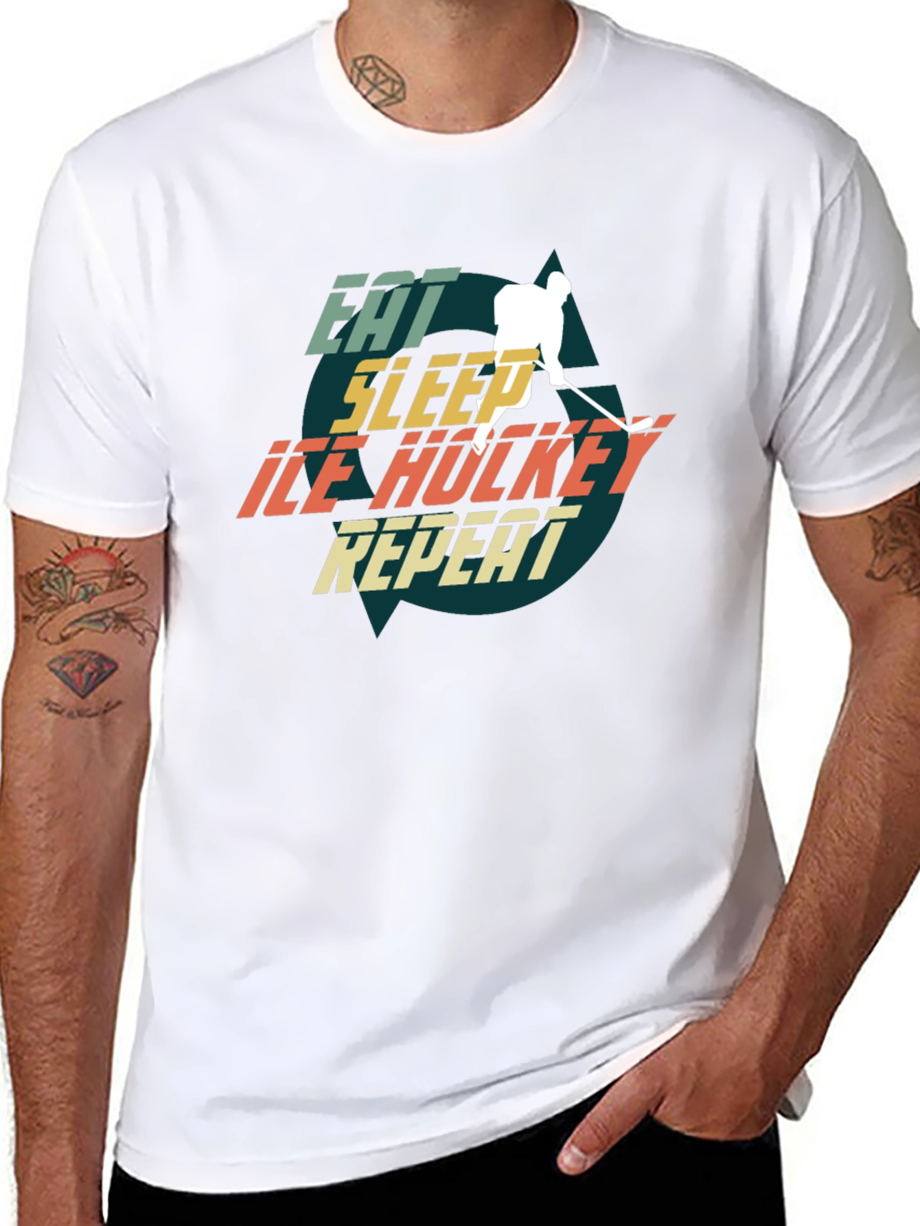 Eat Sleep Ice Hockey Repeat Graphic T-Shirt