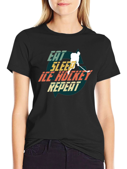 Eat Sleep Ice Hockey Repeat Graphic T-Shirt