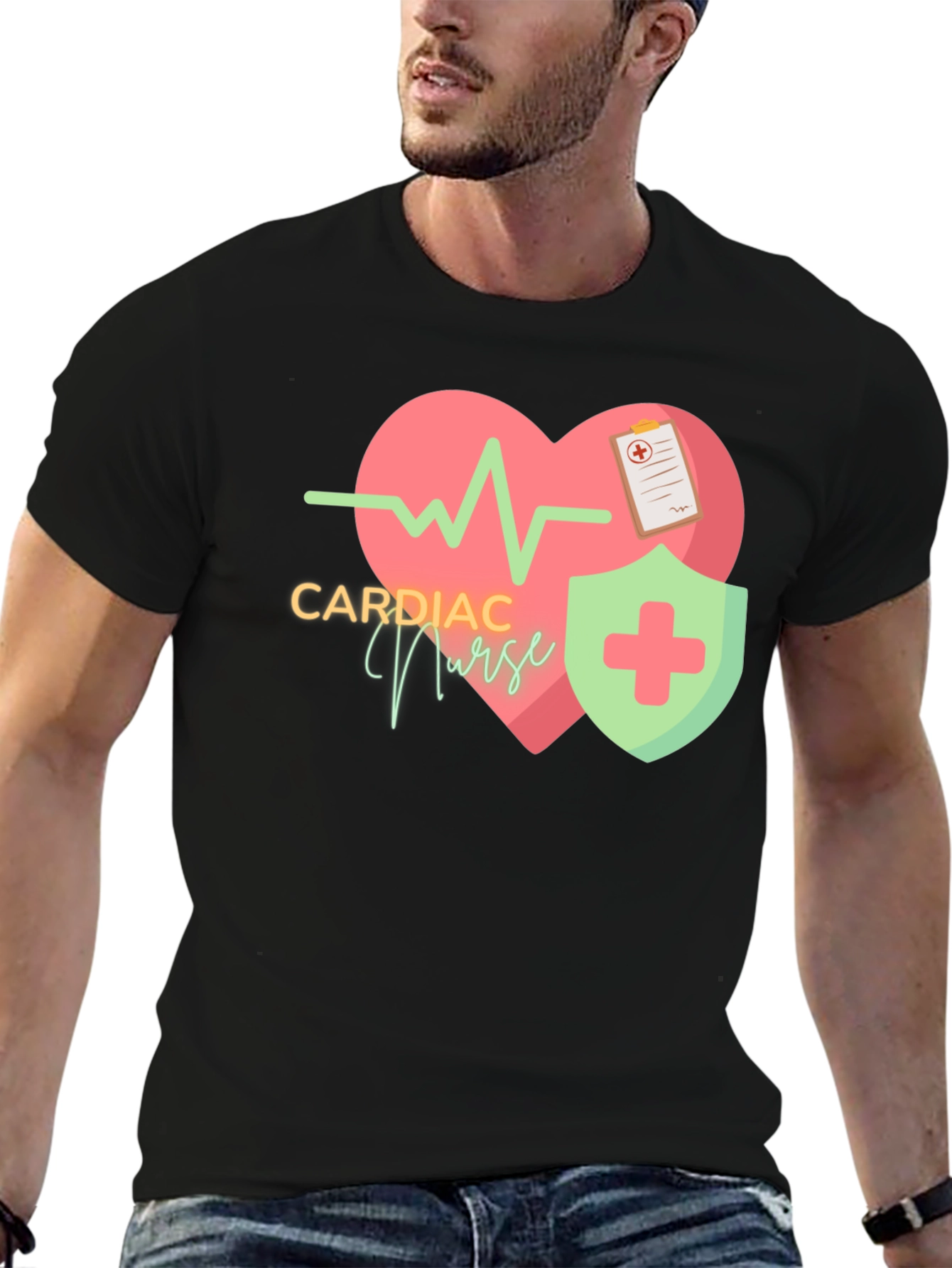 Cardiac Nurse T-Shirt - Heartbeat Design