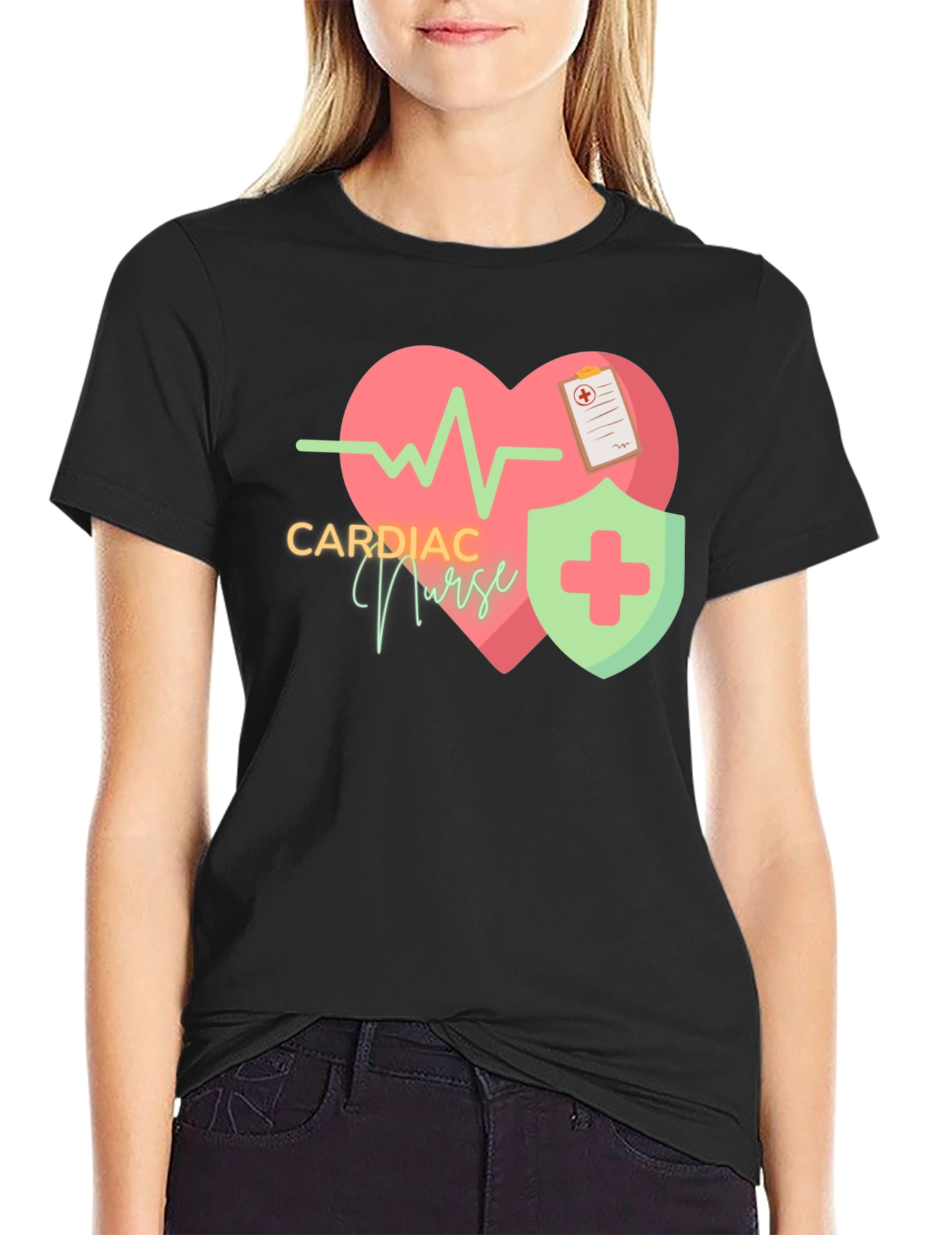 Cardiac Nurse T-Shirt - Heartbeat Design
