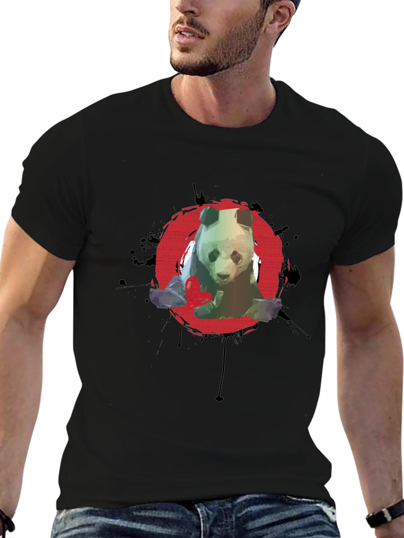 Panda Graphic T-Shirt - Red Circle Design