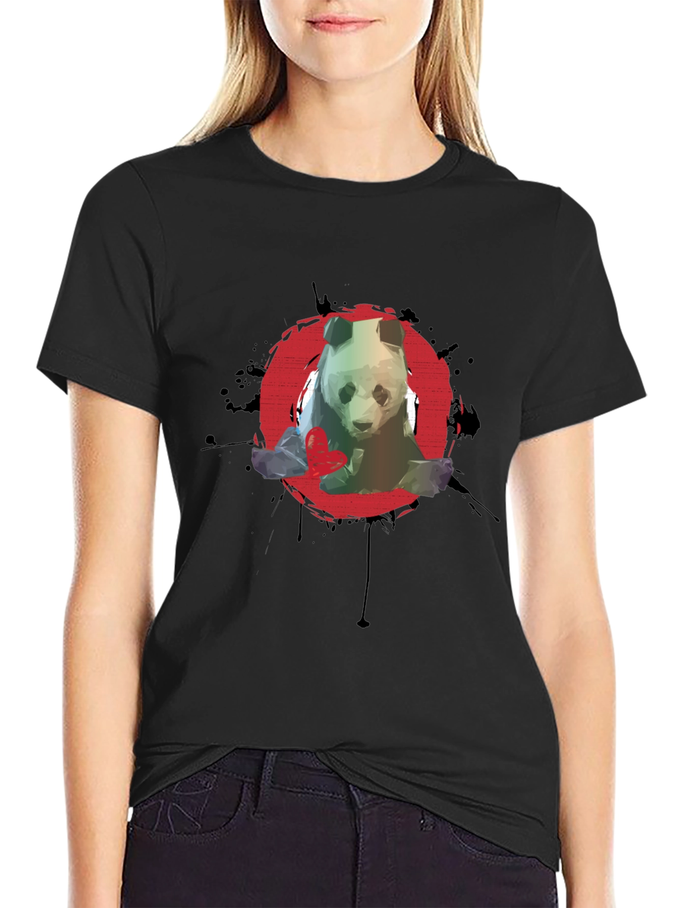 Panda Graphic T-Shirt - Red Circle Design