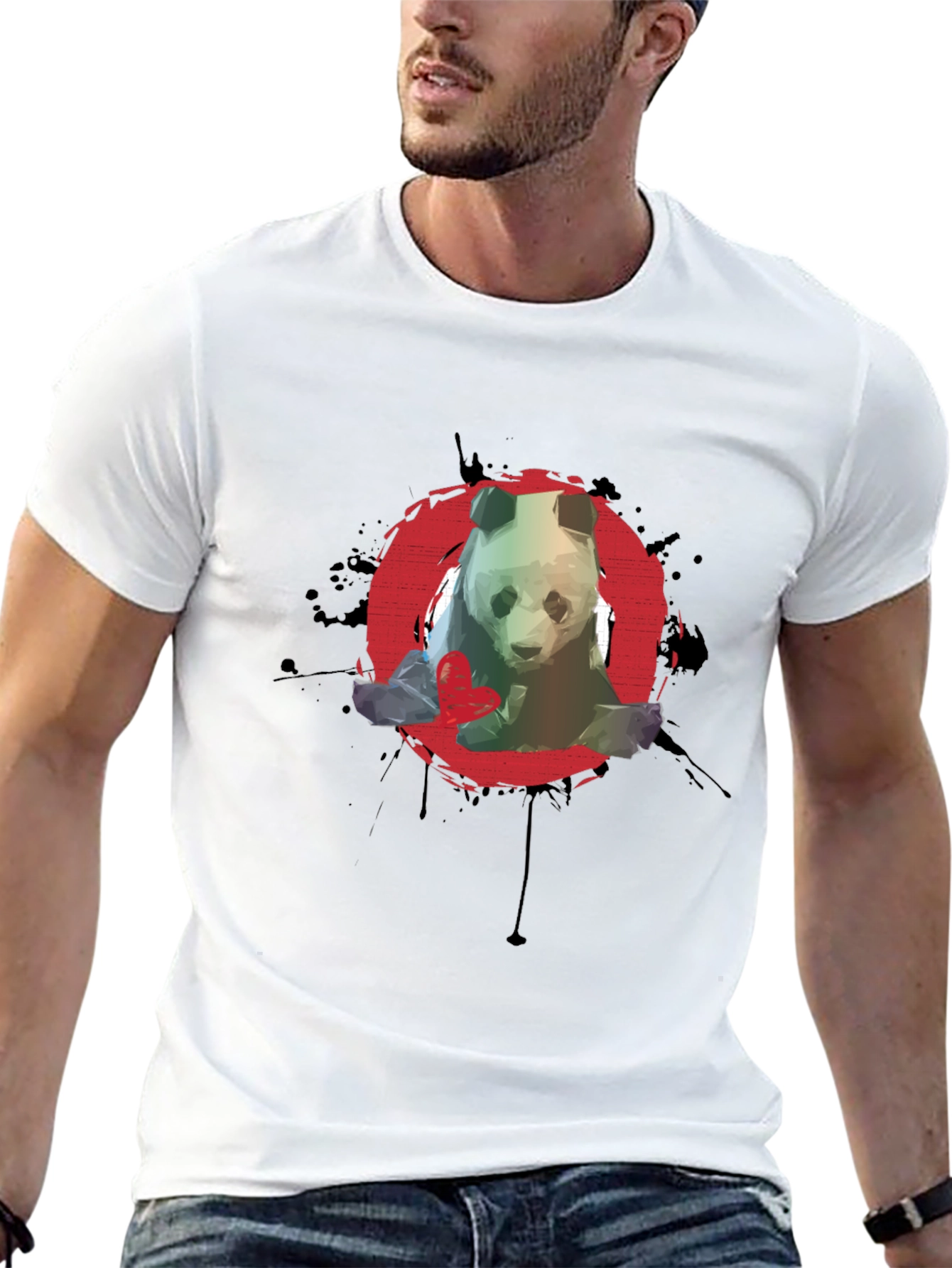 Panda Graphic T-Shirt - Red Circle Design