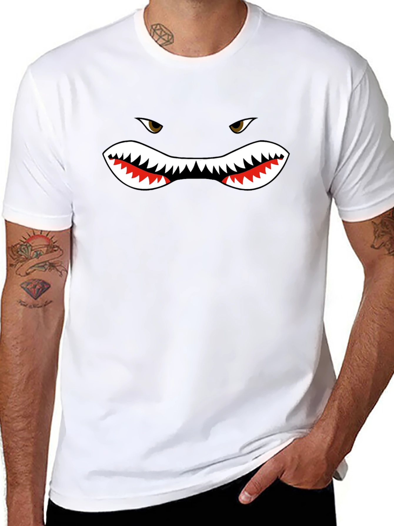 Shark Face Graphic Black T-Shirt