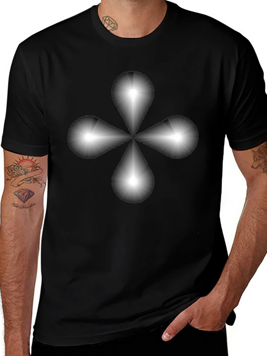 Abstract Floral Design Black T-Shirt