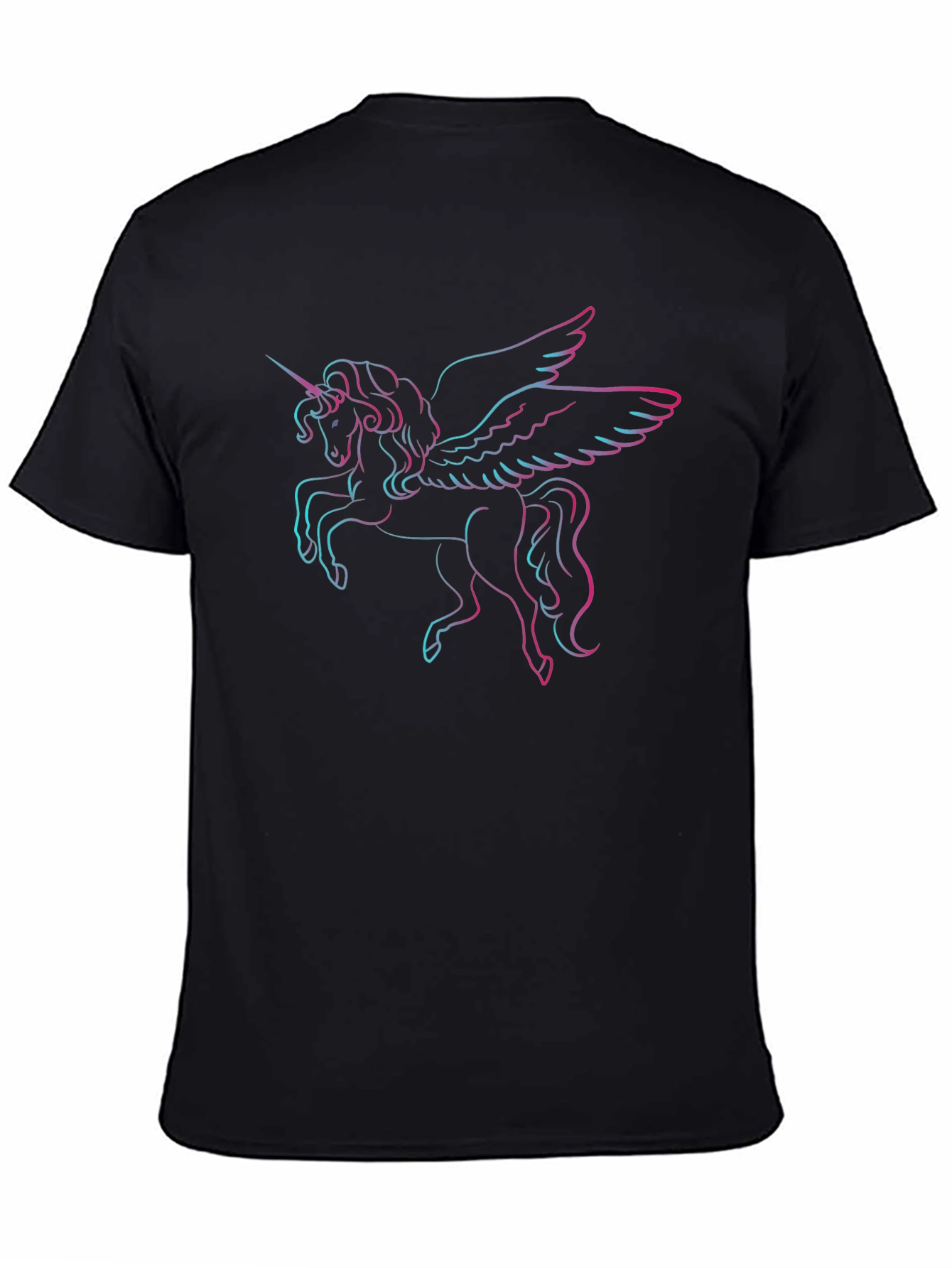 Unicorn Pegasus Outline Black T-Shirt