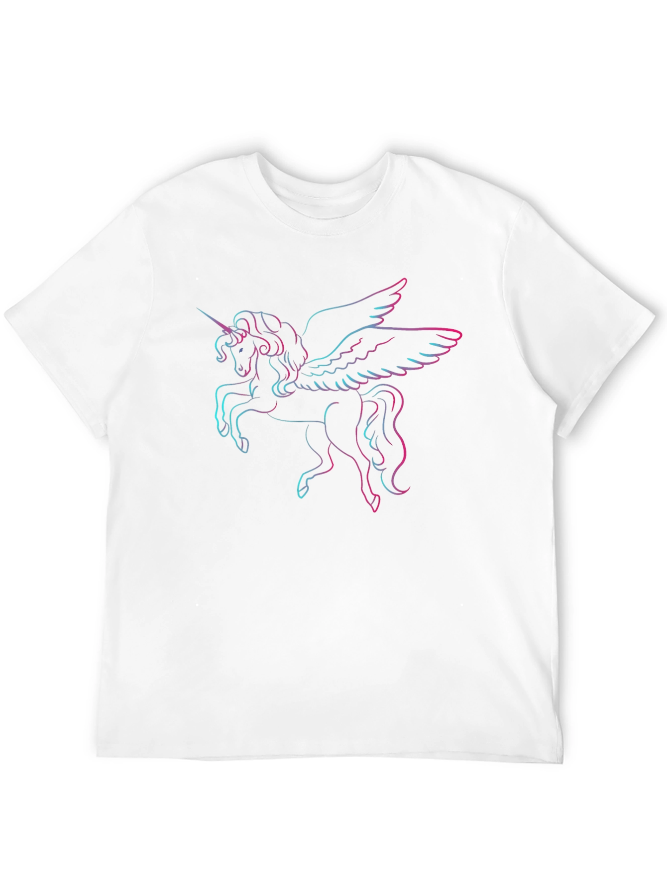 Unicorn Pegasus Outline Black T-Shirt