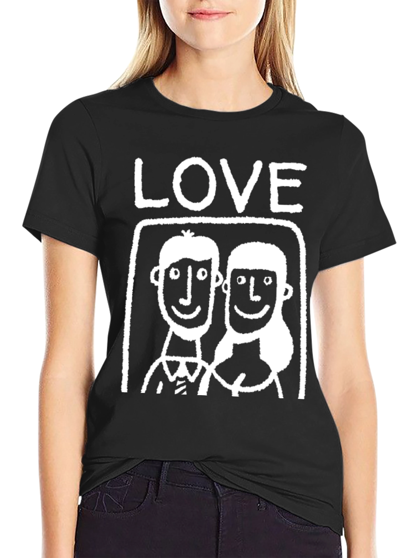 Love Couple Graphic Tee - Black Casual T-Shirt