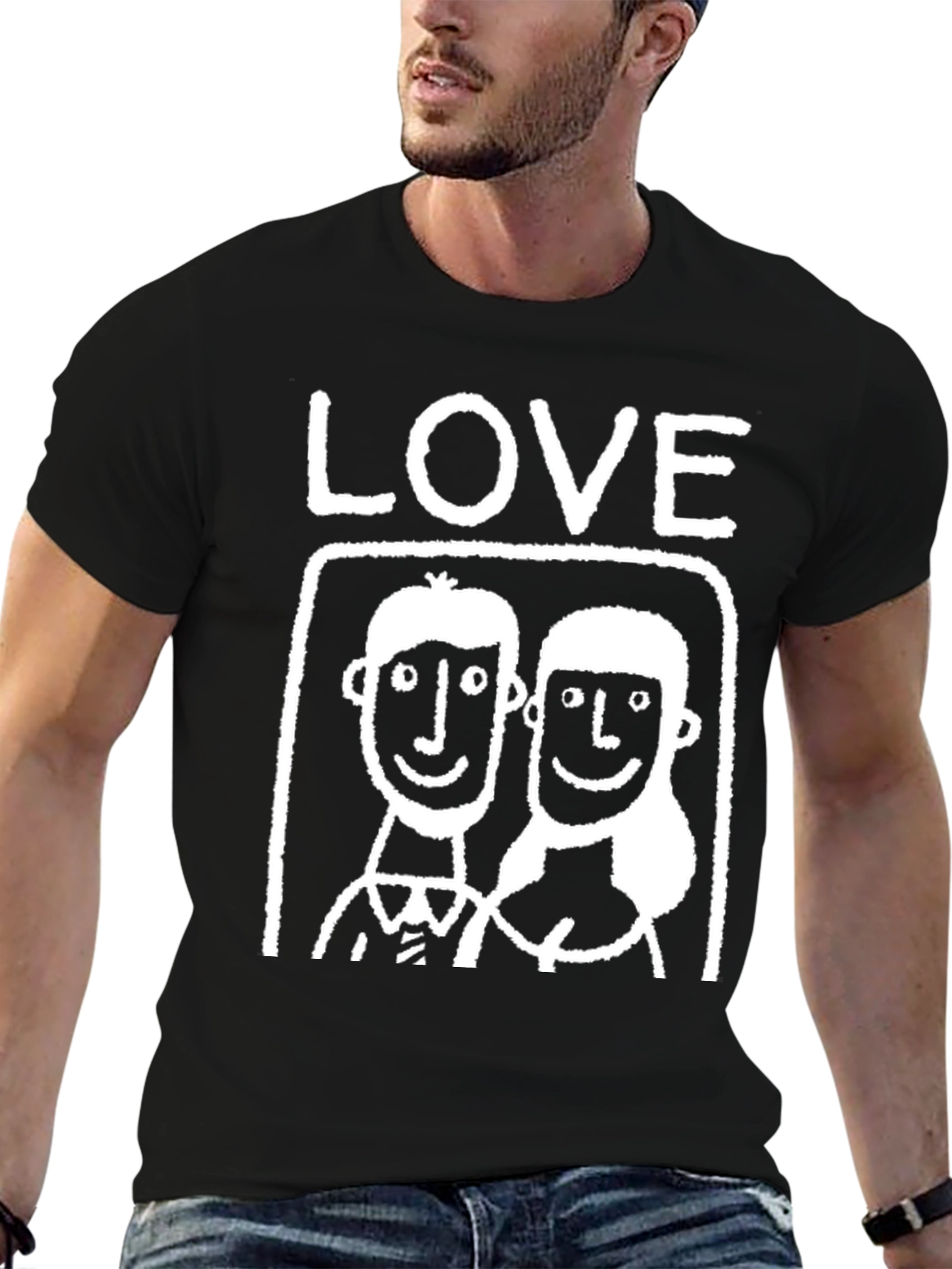 Love Couple Graphic Tee - Black Casual T-Shirt