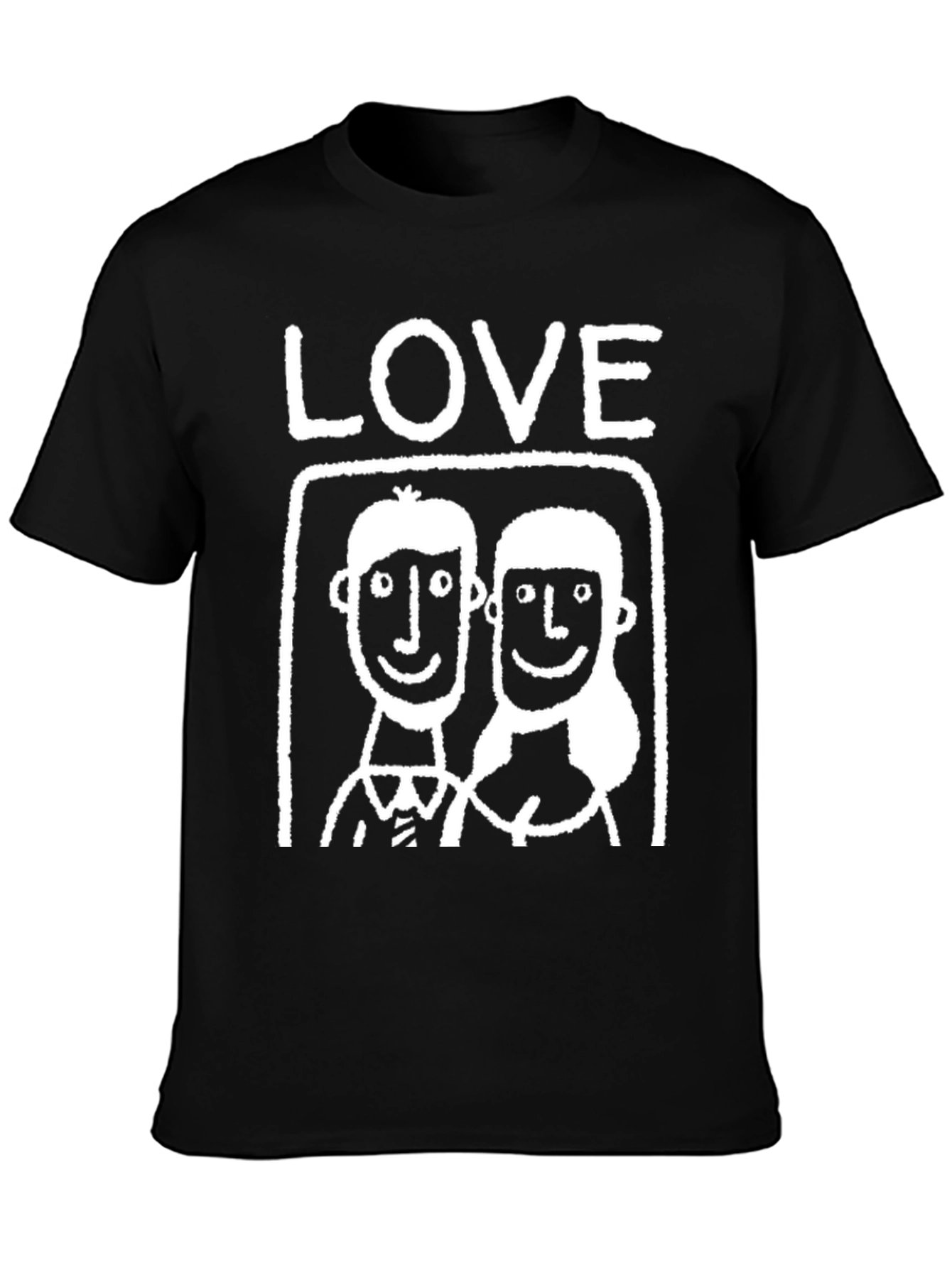 Love Couple Graphic Tee - Black Casual T-Shirt