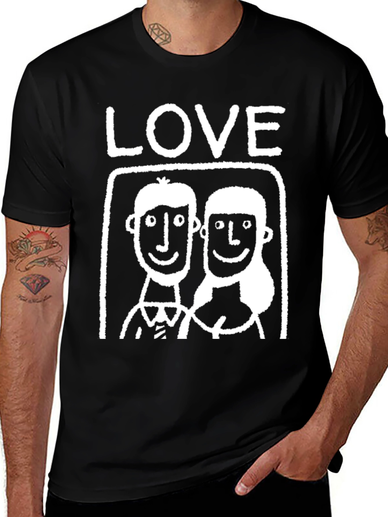 Love Couple Graphic Tee - Black Casual T-Shirt