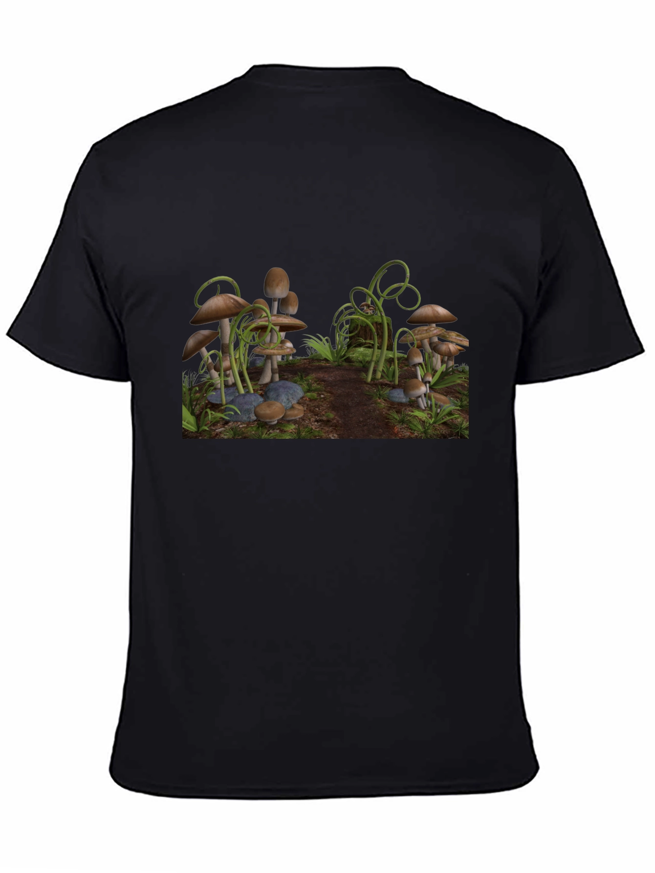 Mushroom Scene Graphic Tee - Black T-Shirt