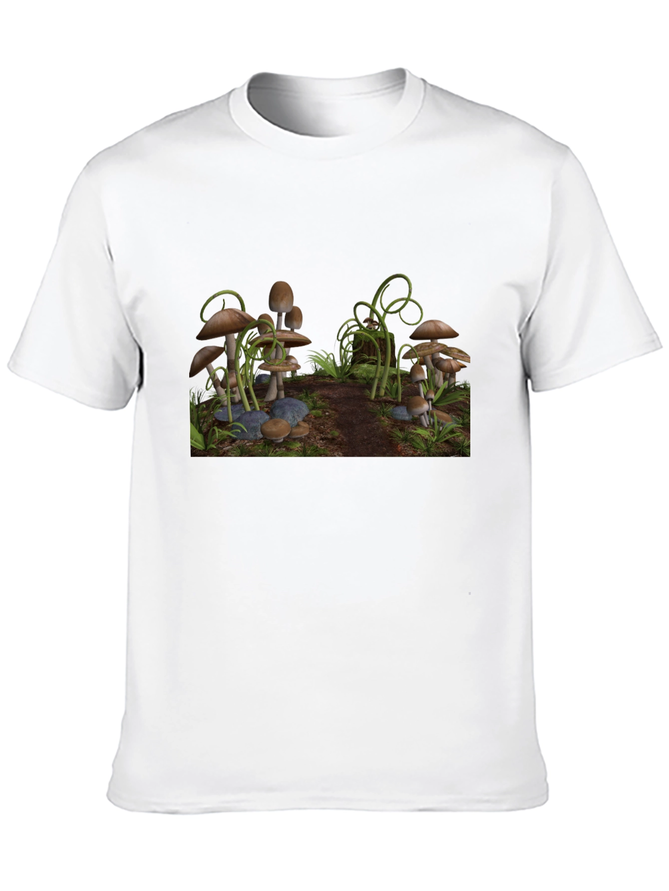 Mushroom Scene Graphic Tee - Black T-Shirt