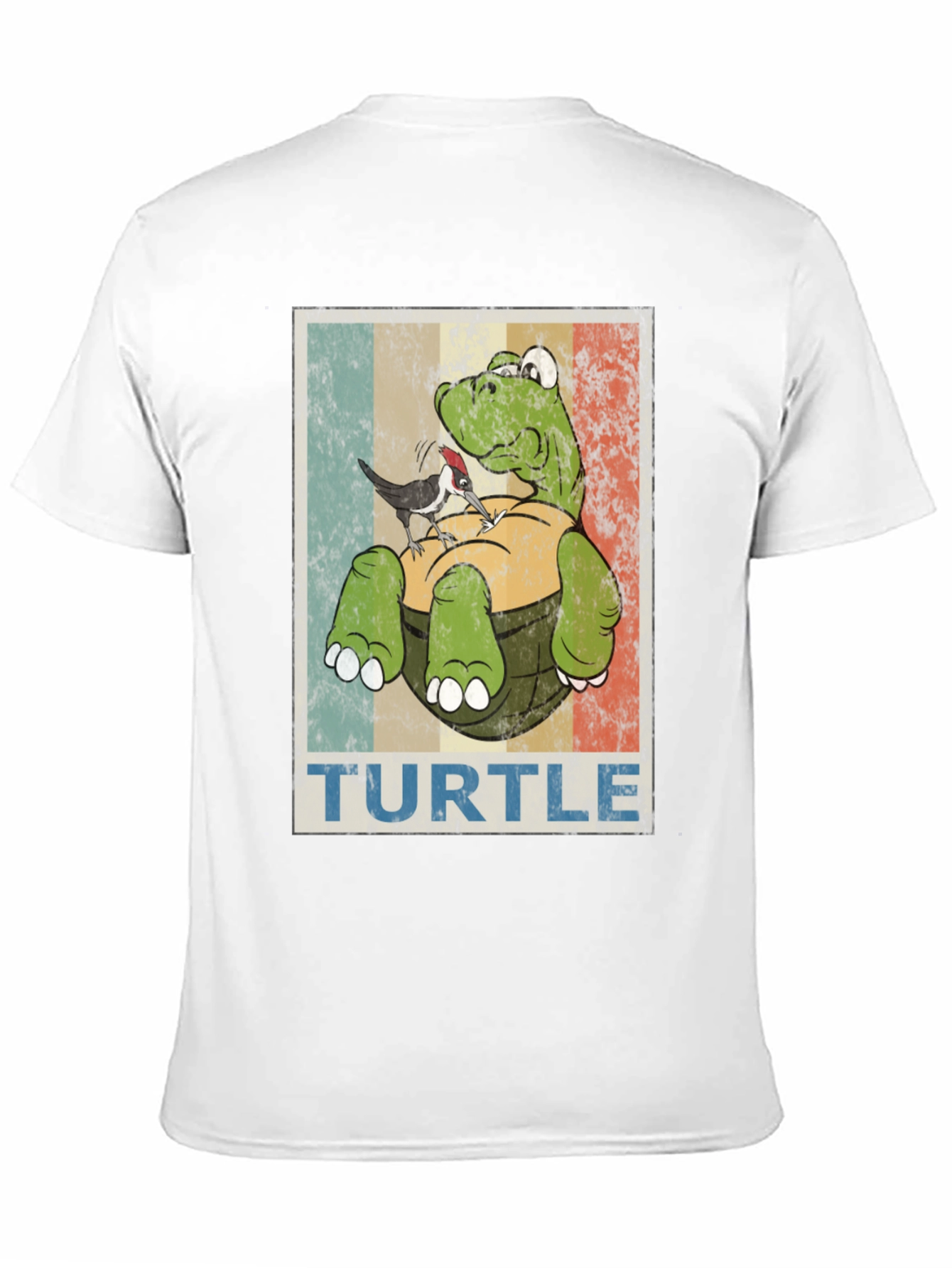 Retro Turtle & Bird Graphic T-Shirt