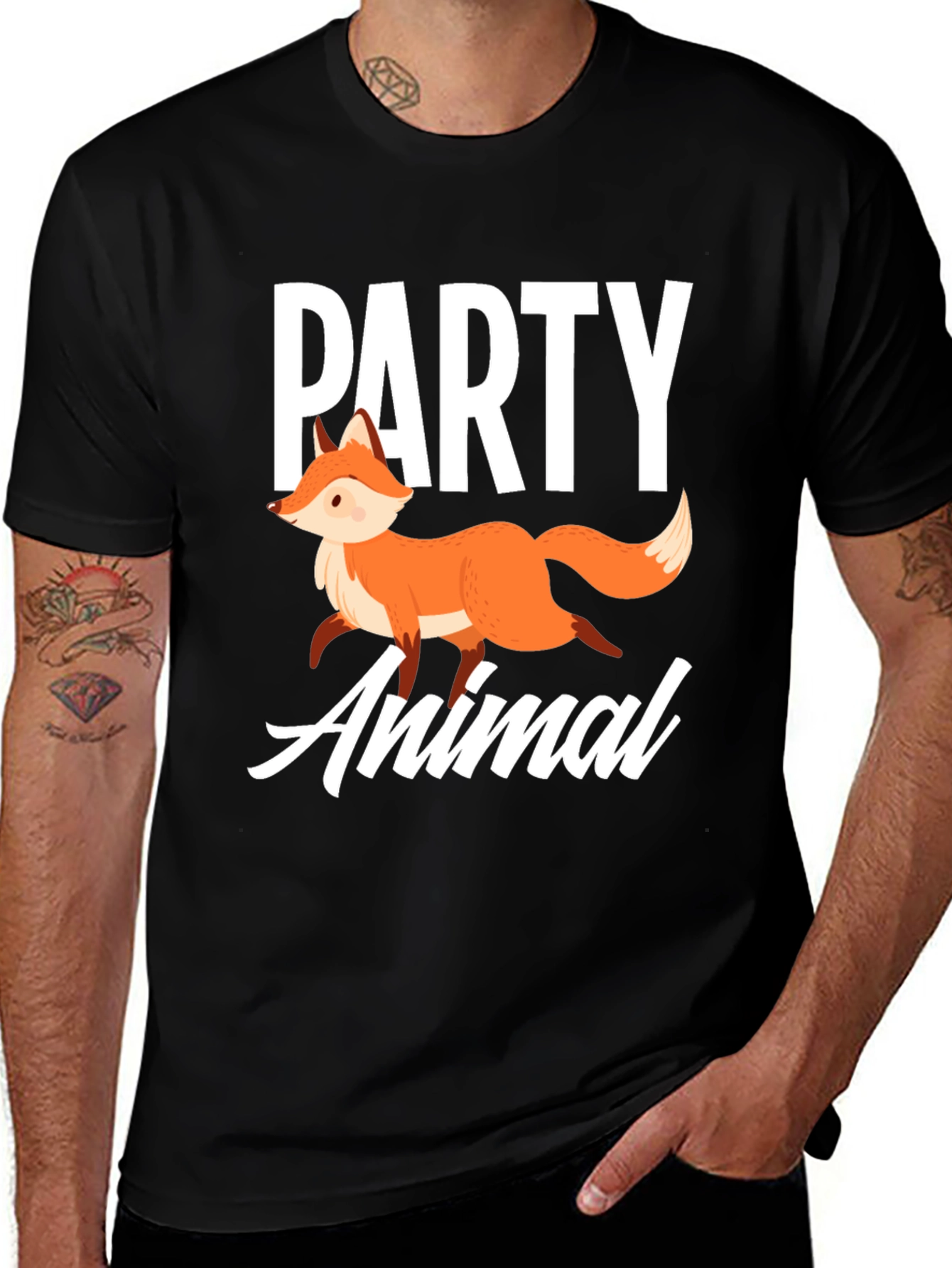 Party Animal Fox Graphic T-Shirt - Unisex