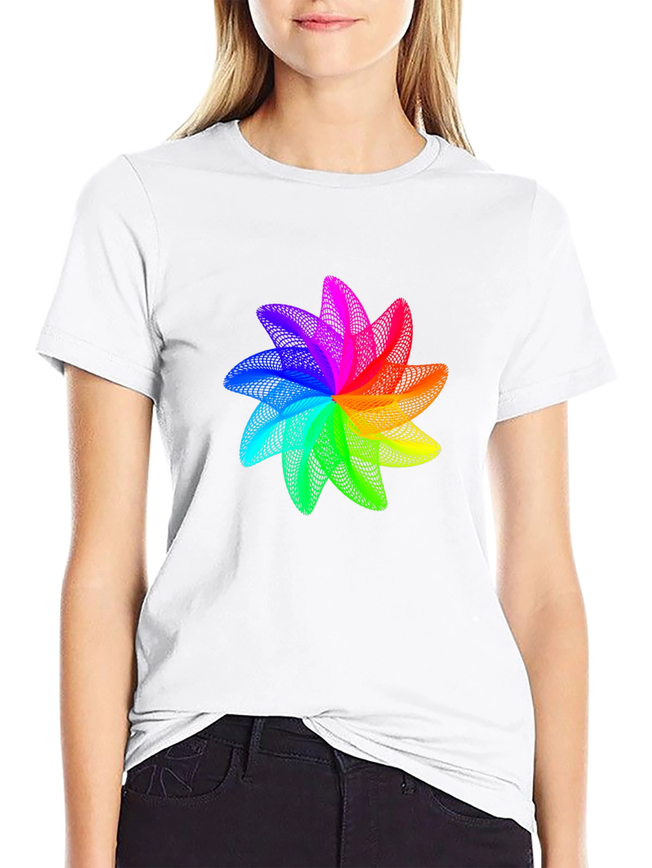 Rainbow Geometric Flower T-Shirt