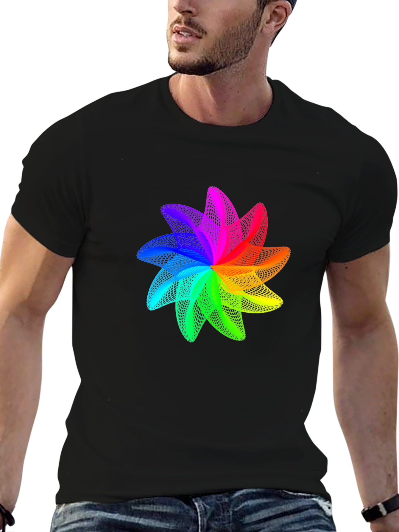 Rainbow Geometric Flower T-Shirt