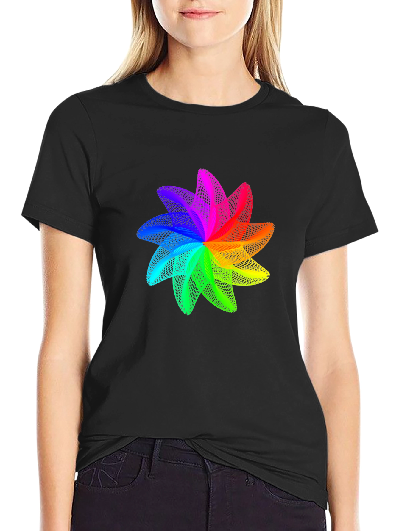 Rainbow Geometric Flower T-Shirt