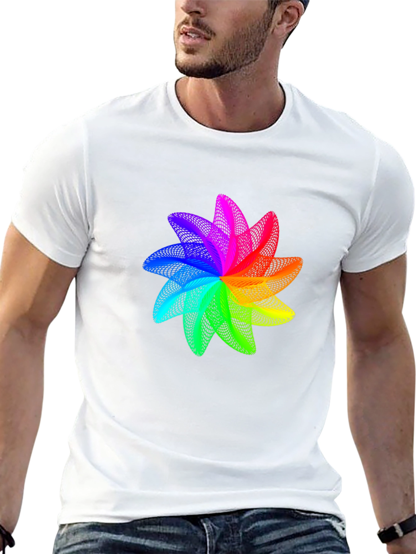 Rainbow Geometric Flower T-Shirt