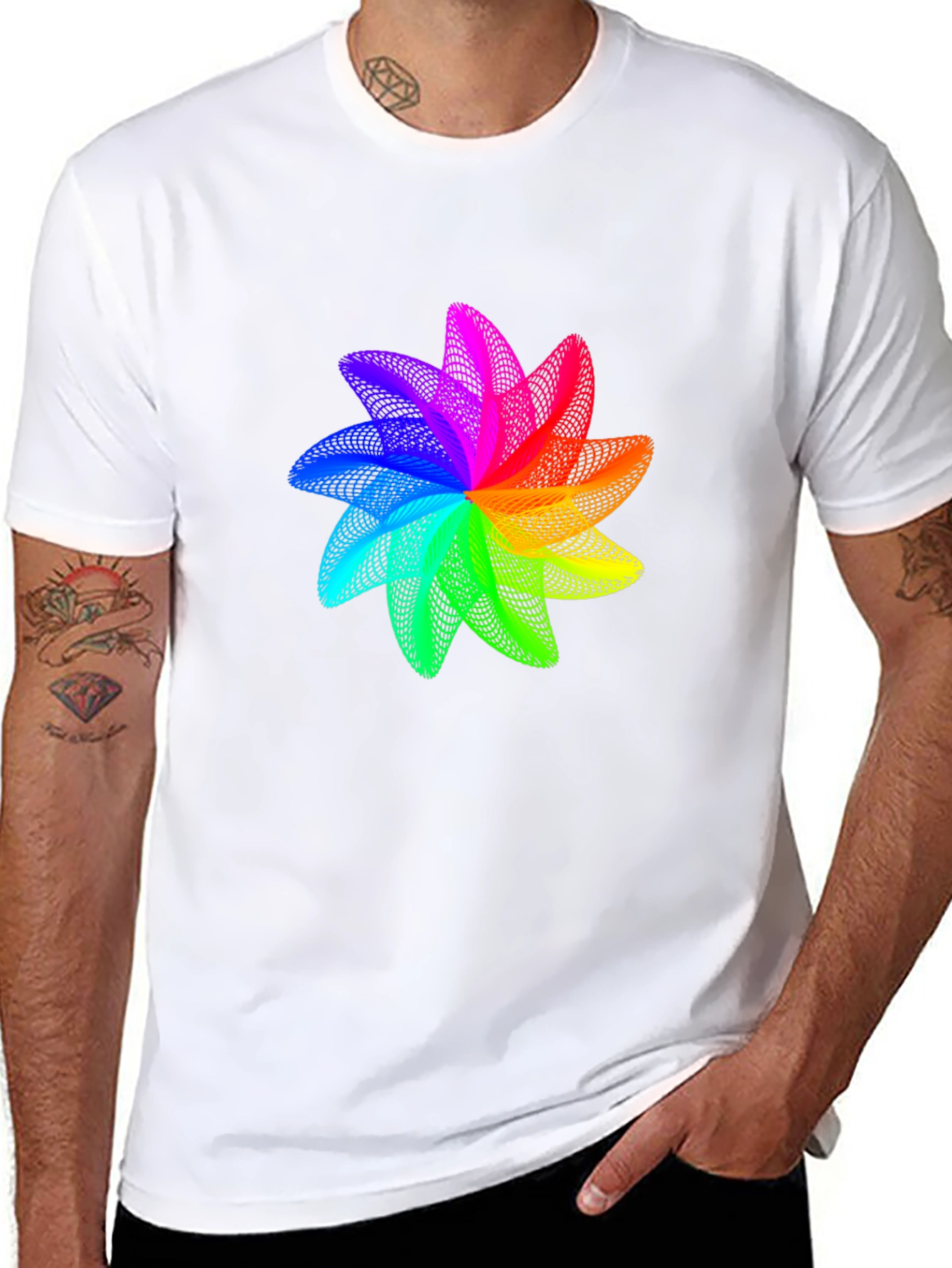 Rainbow Geometric Flower T-Shirt