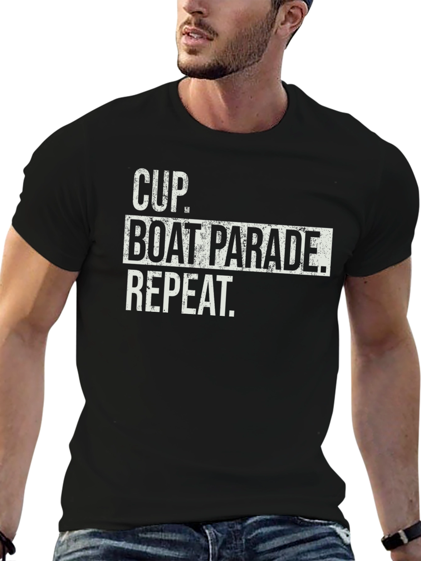 Cup Boat Parade Repeat Black T-Shirt