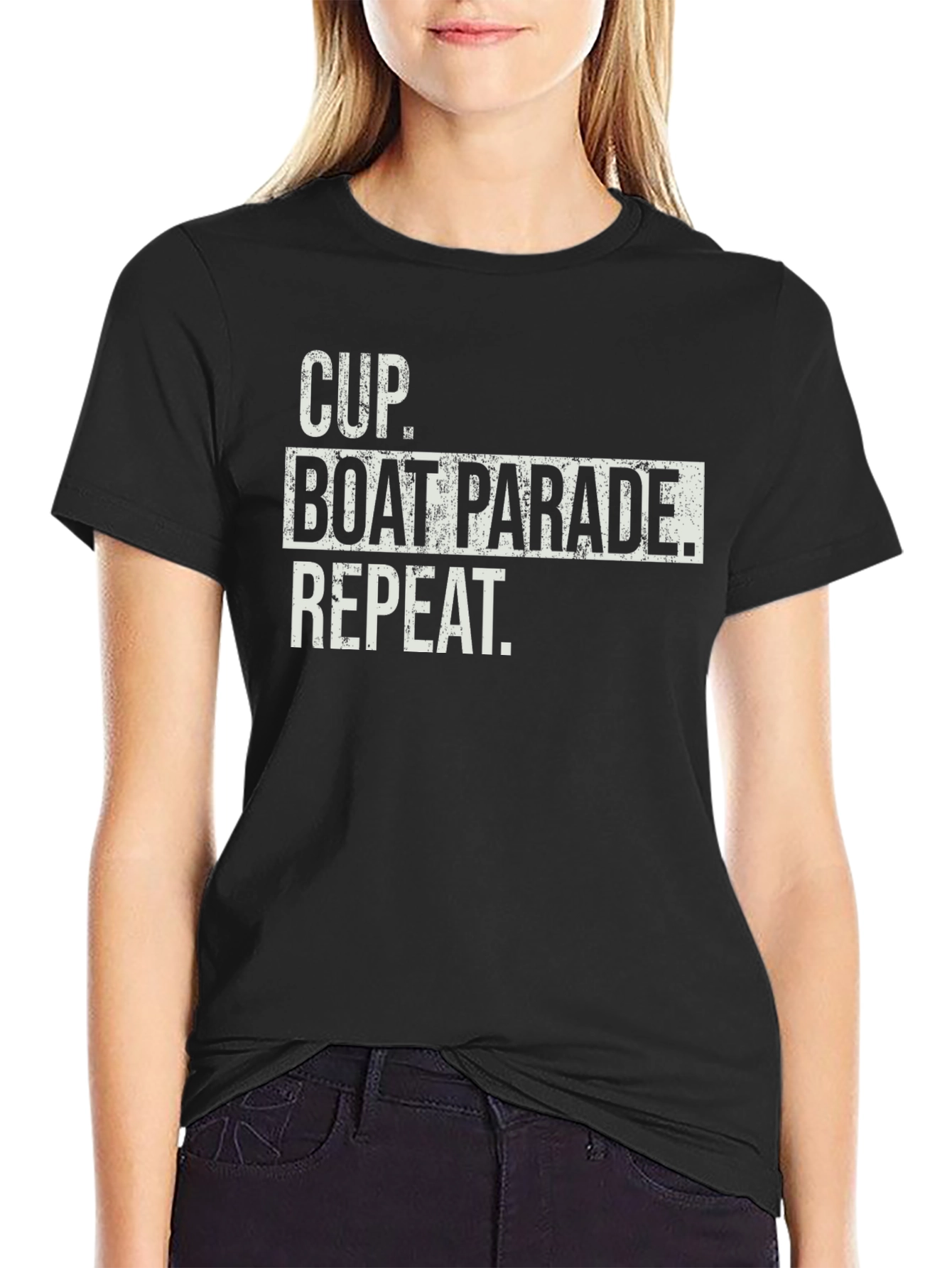 Cup Boat Parade Repeat Black T-Shirt