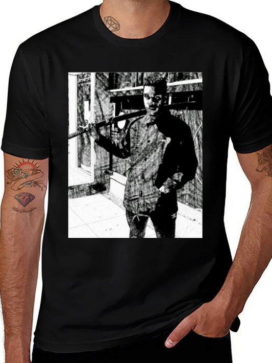 Black T-Shirt with Striking Graphic Print