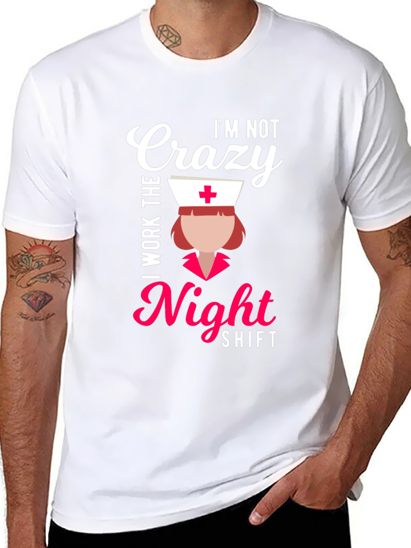 Crazy? I Work Nights! Funny Nurse T-Shirt