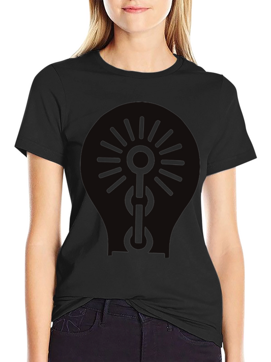 Black Graphic Tee - Sun & Chain Design